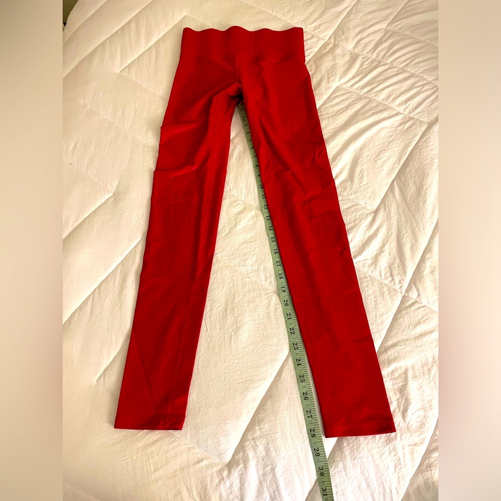 Carbon 38 red leather like shiny leggings
